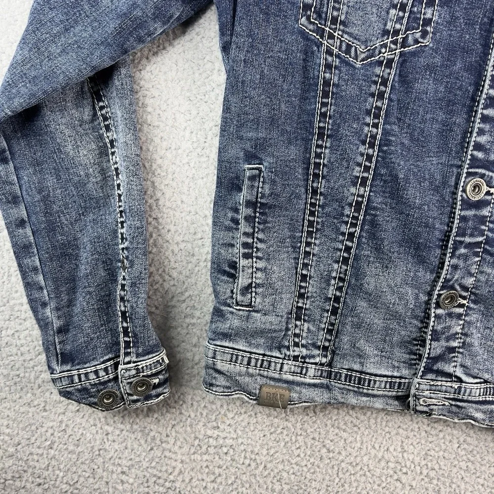 BKE‎ Men Jacket MEDIUM Blue Denim Jacket Western Button Trucker Stretch